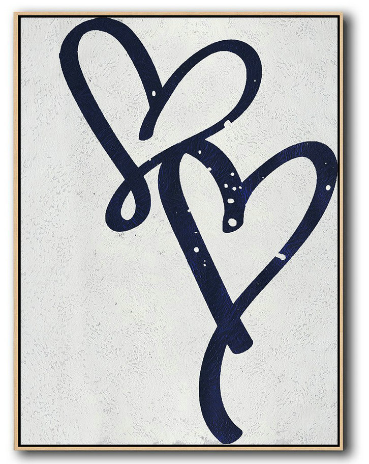 Handmade Painting Large Abstract Art,Buy Hand Painted Navy Blue Abstract Painting Online,Large Living Room Wall Decor